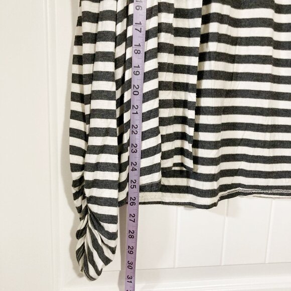 REBEL SUGAR Grey creamy white horizontal striped open front cardigan ~ SMALL MED - Picture 5 of 14